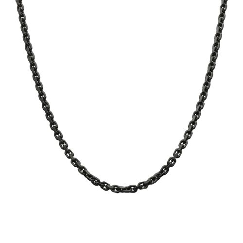 Chaine Argent Massif Maille Forçat Facettée Noire