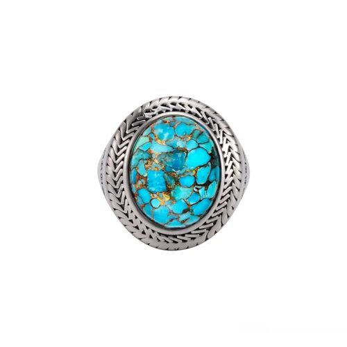 Bague Homme Argent Turquoise Bouddha