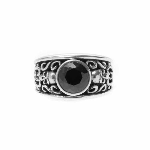Bague Homme Argent Tête De Mort Noire Solo Skulls