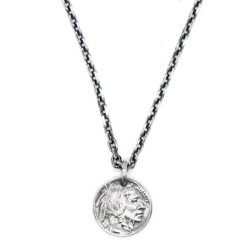 Collier Homme Argent Tête D' Indien