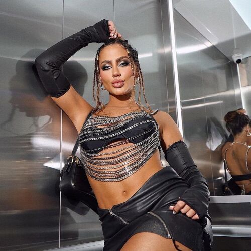 Anneau Multicouche Gland Alliage Pendentif Haut Petit Gilet Corps Chaîne Poitrine Chaîne-Miwi-Chaîne De Poitrine-Taille Unique