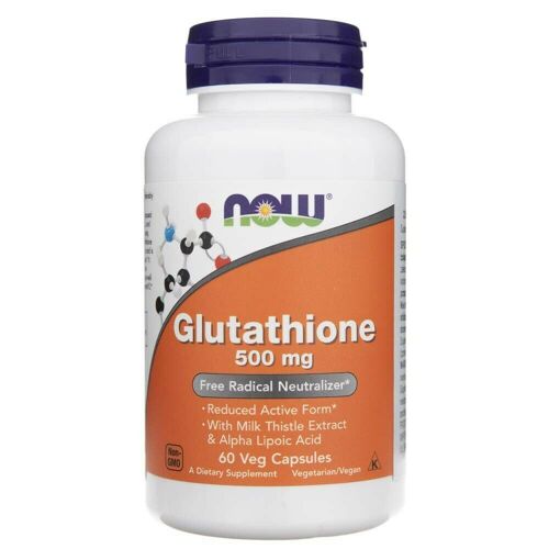 Now Foods, Glutathione, 500 Mg, 60 Capsules Végétales, Testé En Laboratoire, Hautement Dosé, Sans Gluten, Sans Soja, Végétarien 