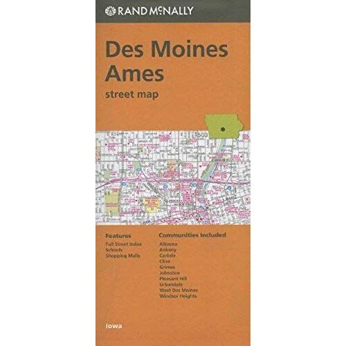 Folded Map Des Moines Ames Streets Ia