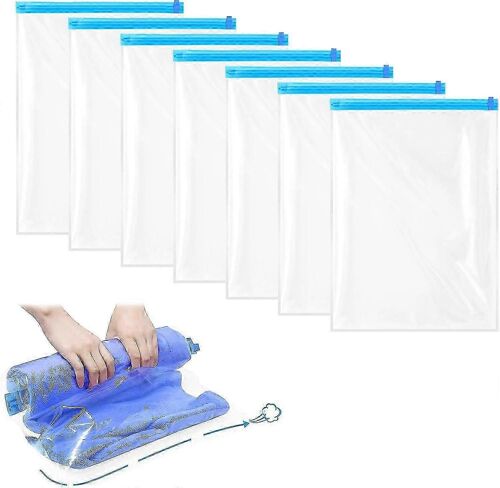 Paquet de 7 sacs de rangement enroulables de voyage, petits sacs de rangement sous vide pour vêtements,