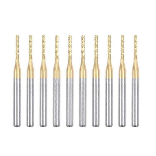 10PCS Fraise de fraise de gravure en carbure de titane fraise de fraise CNC bits pour machine à circuits imprimés, tige de 1/8 pouce 1,5 mm