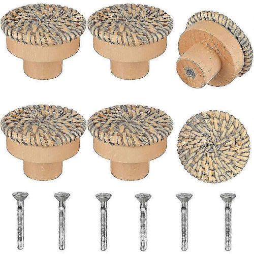 Boho Rotin Commode Boutons Vis Rondes Compatible Boho Meubles Boutons 6pcs