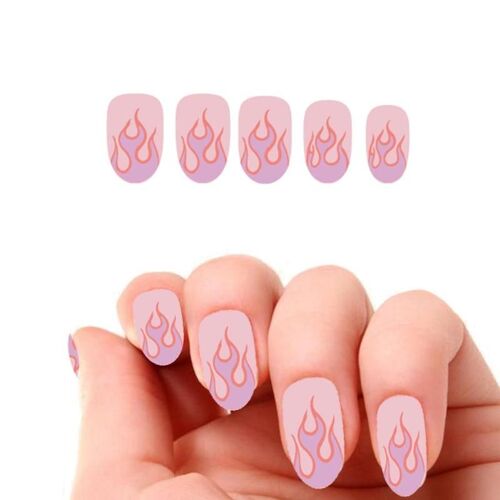 24 Pièces Beauté Bricolage Nail Art Autocollant Flamme Motif Ongles Décalcomanies Patchs Ongles Bandes Manucure Outils 