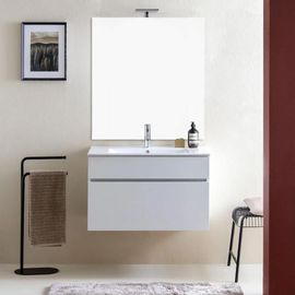 Meuble De Salle De Bain Suspendu 80cm Avec Lavabo Et Miroir 80x110 | Sole