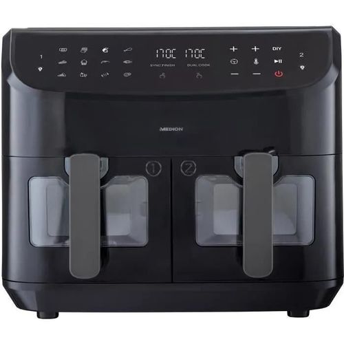 FRITEUSE A AIR CHAUD - MEDION - P20 XXL TWIN - 2600 W - 2 PANIERS - 9 PROGRAMMES - NOIR