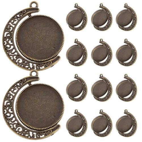 20pcs Bricolage Pendentif Plateaux Lunette Pendentif Plateaux Blancs Pendentif Fabrication De Bijoux Plateaux De Lunette
