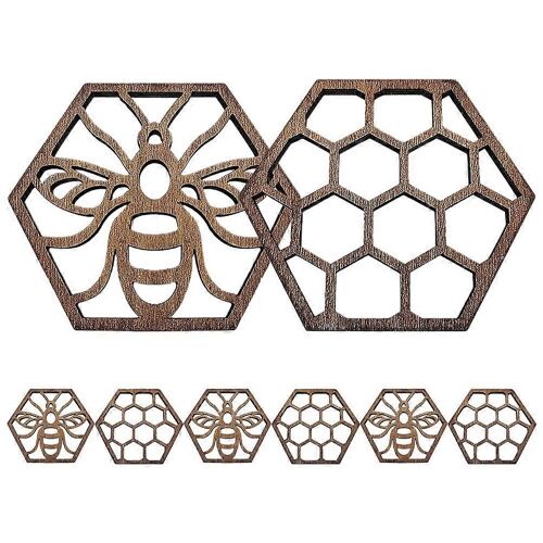 8pcs Simple Bois Coaster Hexagonal Cup Coaster Ménage Creux Coaster Home Supplies