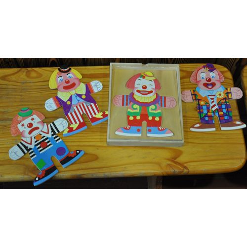 Jouet Puzzle Bois Clown (4 Clowns) À Habiller Selon Son Goût