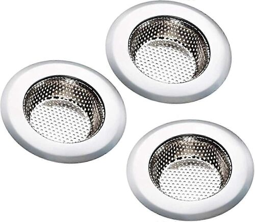 Filtre d'évier en acier inoxydable Évier de cuisine Passoire Crépine d'évier de cuisine et crépine de vidange Parfait pour la douche, l'évier, la baignoire 11,5 cm de diamètre 3 pièces