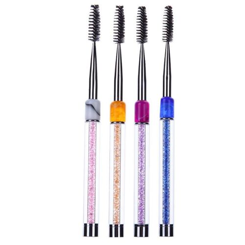 4 Couleurs Strass Acrylique Poignée Cils Brosses Peignes Spirale Mascara Baguettes Extension De Cils Applicateur Spoolers Outil De Maquillage 