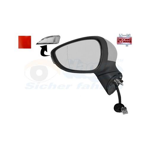 Retroviseur Electrique Gauche Rouge Pour Ford Fiesta 1/13 - 17