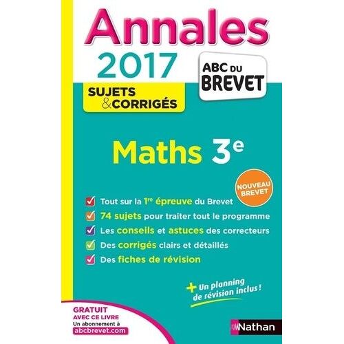 Brevet Mathématiques Corrigés - Edition 2017
