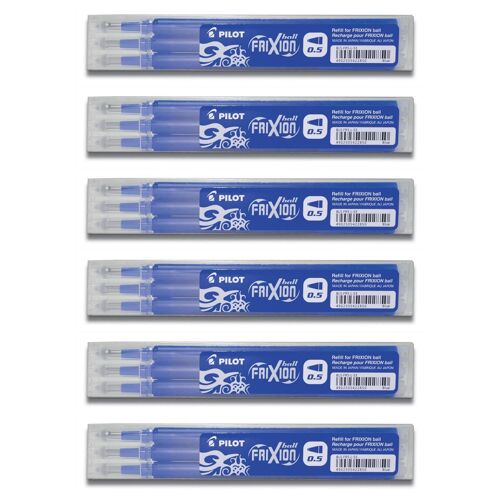 Pilot Lot De 6 Sets De 3 Recharges Frixion Ball Clicker (Bls-Fr5) Bleu
