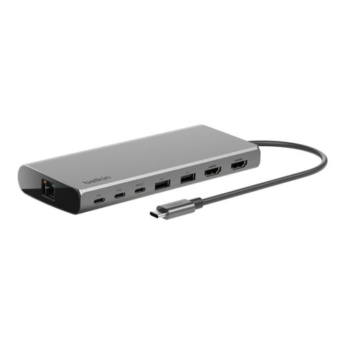 Belkin CONNECT 8-in-1 Dual Display Core Hub - Station d'accueil - USB-C - 2 x HDMI - 1GbE