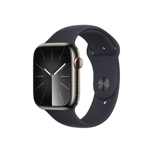 Apple Watch Series 9 GPS + Cellular - Boîtier Acier Inoxydable 45 mm Graphite Minuit - Bracelet S/M