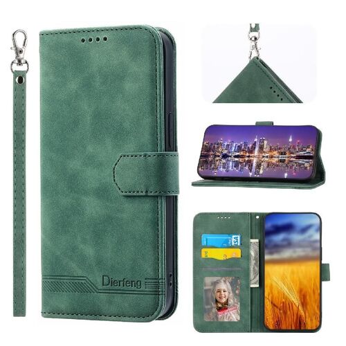 Flip Étui Pour Sony Xperia 1 V Fentes Pour Cartes Premium Bracelet Fermeture Magnétique Cash Poche - Vert