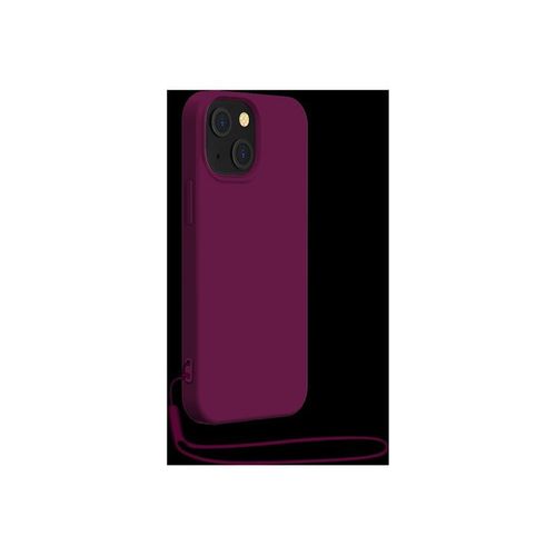 Coque Iphone 14 Silicone + Dragonne Assortie Violet Bigben