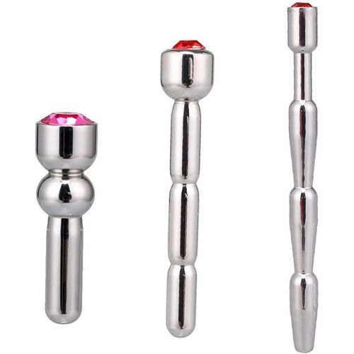 Kalanka-Dilateur Urétral En Acier Inoxydable Avec Pierre Précieuse Rose Étui Étanche Pour Hommes Et Couples Jeu Sexuel Pour Tous Les Genres Longueur Solide Adapté À L'auto-Stimulation (C\U2014027)