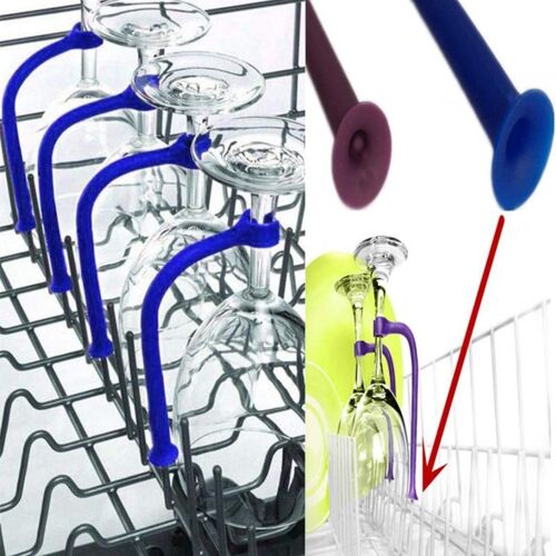 Protecteur de verres à pied en silicone, support de verres à pied flexible pliable, angle réglable, protecteur de verre à vin, accessoire de rêve pour lave-vaisselle, 4 pièces