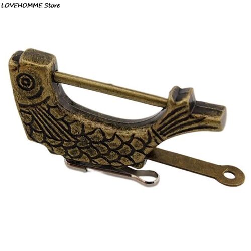 Cadenas à clé en alliage de Zinc 60x31mm, Vintage, chinois, Antique, Style rétro, boîte à bijoux, serrure à motif de poisson, décoration de la maison