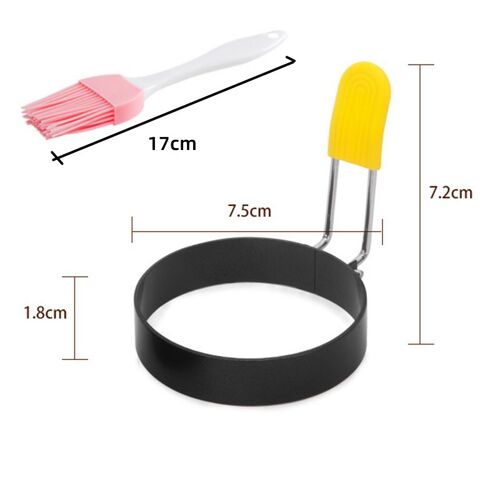 Anneaux De Cuisson D'?Ufs Avec Brosse À Huile, Moule À Crêpes En Acier Inoxydable Pour La Friture Des ?Ufs, Petit Déjeuner, Mini Crêpière, 1 Pièce