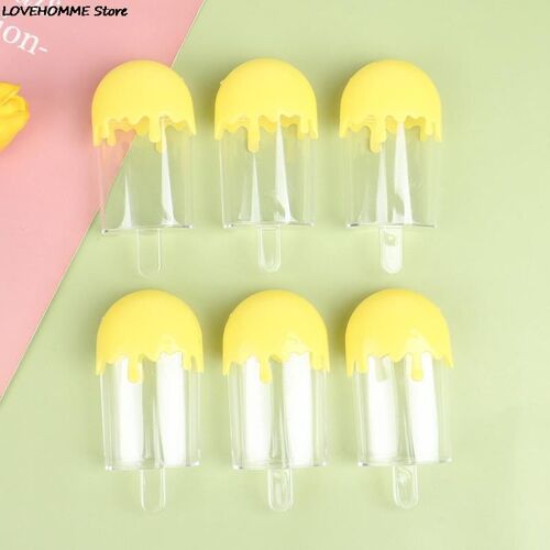 Boîte à Bonbons en Plastique Transparent pour Enfant, Bâton de Crème Glacée, Bonbons Mignons, Cadeau d'Anniversaire, 6 Pièces