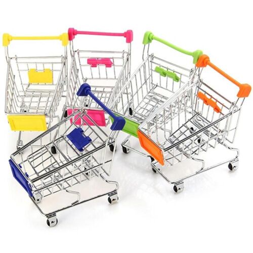 Chariot à main de supermarché, mini caddie, décoration de bureau, rangement de jouets, étagères cadeaux