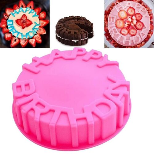 Moule À Gâteau Rond En Silicone Souple Antiadhésif, Poêle À Gâteau Joyeux Anniversaire, Moule À Fondant