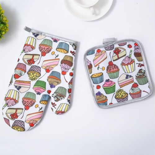 Gants De Cuisine Résistants À La Chaleur, 2 Pièces/Ensemble, 1 Support De Pot, Résistant À La Chaleur, À Motif De Dessin Animé