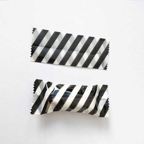 100 pièces 4x9.5cm cuisson noir et blanc rayé Nougat emballage alimentaire chocolat bonbons papier Machine étanchéité sacs