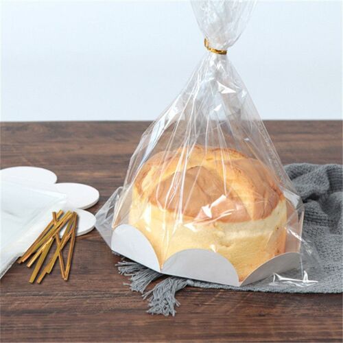 Emballage de gâteau en mousseline de soie 6/8 pouces, emballage en plastique pour pain, cadeau d'anniversaire, sacs transparents, 10 pièces/ensemble