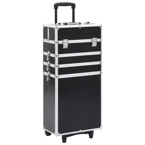 Vidaxl Chariot De Maquillage Aluminium Noir Avec Motif De Crocodile