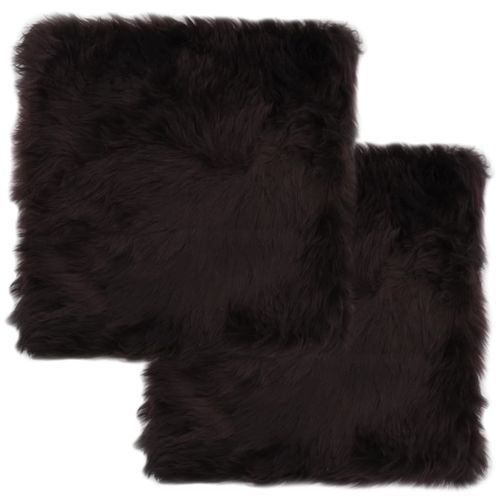 Coussins De Chaise 2pcs Marron 40x40cm Peau De Mouton Véritable