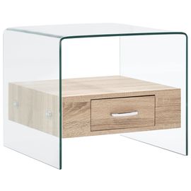 Table Basse Avec Tiroir 50 X 50 X 45 Cm Verre Trempé