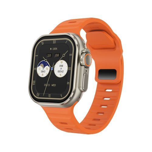 Montre D'appel Intelligente À Écran Iw9 Ultra 2,04 Pouces, Appel Bt / Fréquence Cardiaque / Tension Artérielle / Oxygène Sanguin - Or Orange