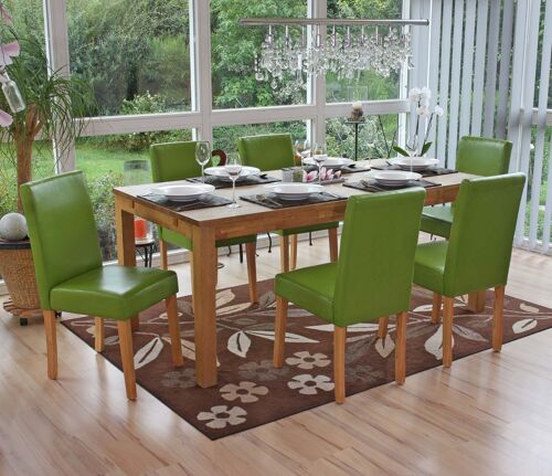 Lot de 6 chaises de séjour Littau   simili-cuir, vert, pieds clairs