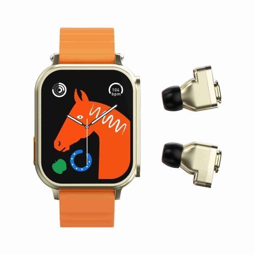 N22 2 En 1 1,96 Pouce Hd Affichage Sport Bluetooth Appel Écouteur Montre Intelligente - Orange