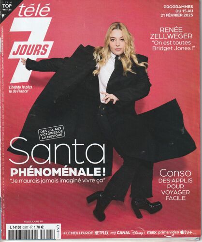 T7j Santa 3p/ Louane 1/2p/ Michele Laroque 1p/ Kad Merad 1p/ Charlotte Cardin 1/2p/ Renee Zellweger 1p/ Bouder 1.5p/ Charlotte Gaccio 1.5p/ Laurie Delhostal 1.5p/ 3377