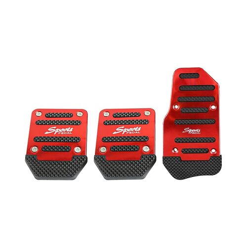 Pédales Antidérapantes En Alliage D'aluminium Pour Voiture, Couvercle De Pédale De Frein Manuel, Accessoires De Remplacement Universels, Rouge, 3 Pièces