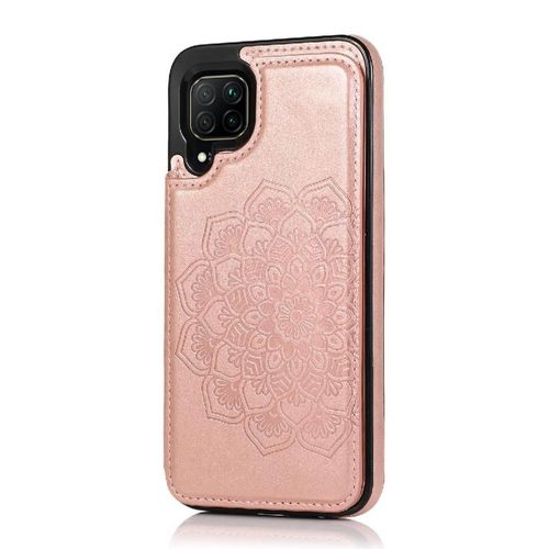Portefeuille Avec Porte-Cartes Étui Pour Huawei P40 Lite Flip Antichoc Boutons Doubles Motif Fleur Cuir Pu Mandala En Relief - Couleur Rose