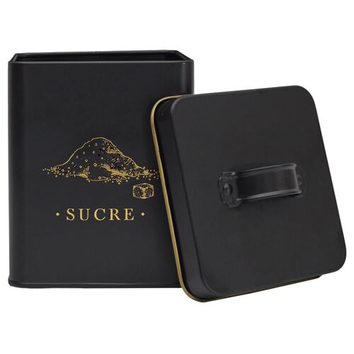 Boîte À Sucre En Métal Noir Et Doré