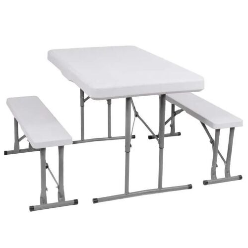 Springos® Ensemble De Mobilier De Jardin Table De Jardin 2 Bancs Pliables