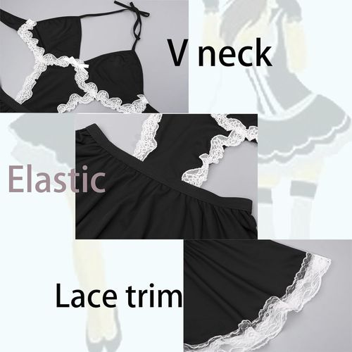 Kalanka-Tenue Sexy De Soubrette Coquine Cosplay Deguisement Hot Maid Lingerie Femme Dentelle Avec Tablier Carnaval Anime Jeu De Role Halloween Costume 1 Pièce Vêtements De Nuit S-Xl