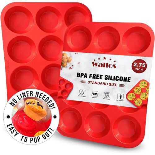 Kalanka-Muffin Pan Set - 12 Cups Regular Silicone Cupcake Pan, Anti-Stick And Bpa Free, Great For Making Muffin Cakes, Tart, Fat Bombs - Lave-Vaisselle, 2-Piece