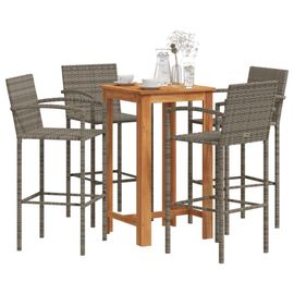 Vidaxl Ensemble De Bar De Jardin 5 Pcs Gris Bois Massif Acacia Rotin