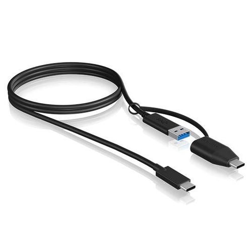 Cable Icy Box Usb-c To Usb-a + Usb-c 1m Black